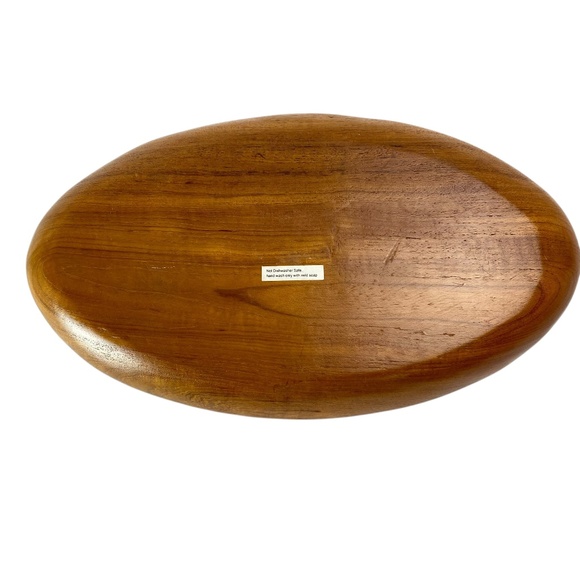 VTG Wooden Charcuterie Board MCM Monkey Pod Snack Dish 14” - Picture 4 of 7